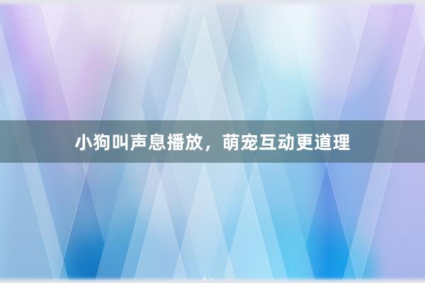 小狗叫声息播放，萌宠互动更道理